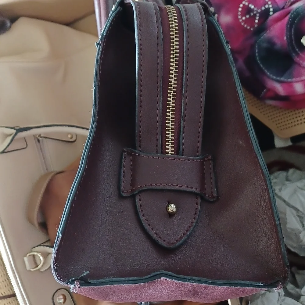 Carpisa Italian handbag, Burgundy,  black, tan